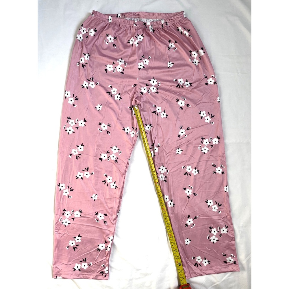 Pajama Set Soft Comfortable Short Sleeve Top & Pants Cute Floral XL - Picture 7 of 9